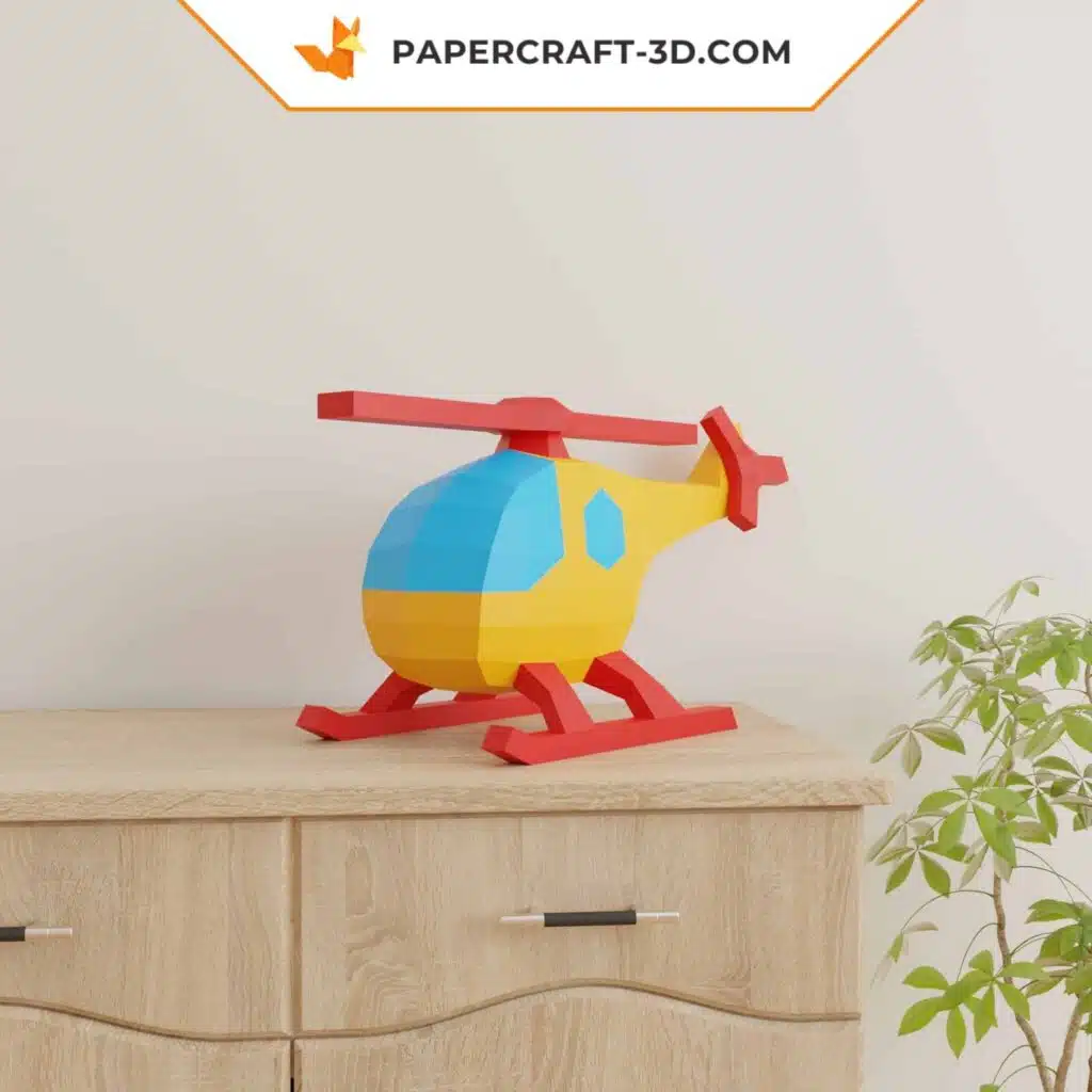 Papercraft helicóptero em origami 3D