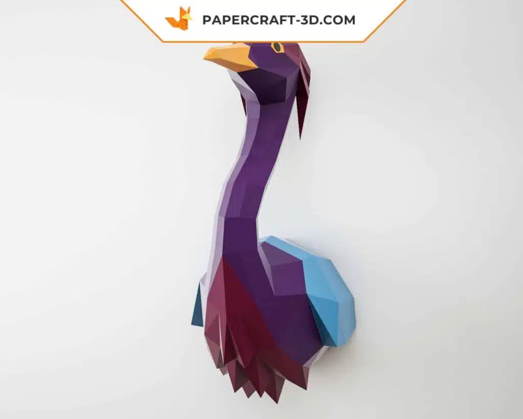 3D origami blue heron papercraft