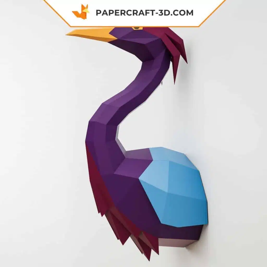 3D-Origami-Papercraft eines blauen Reihers