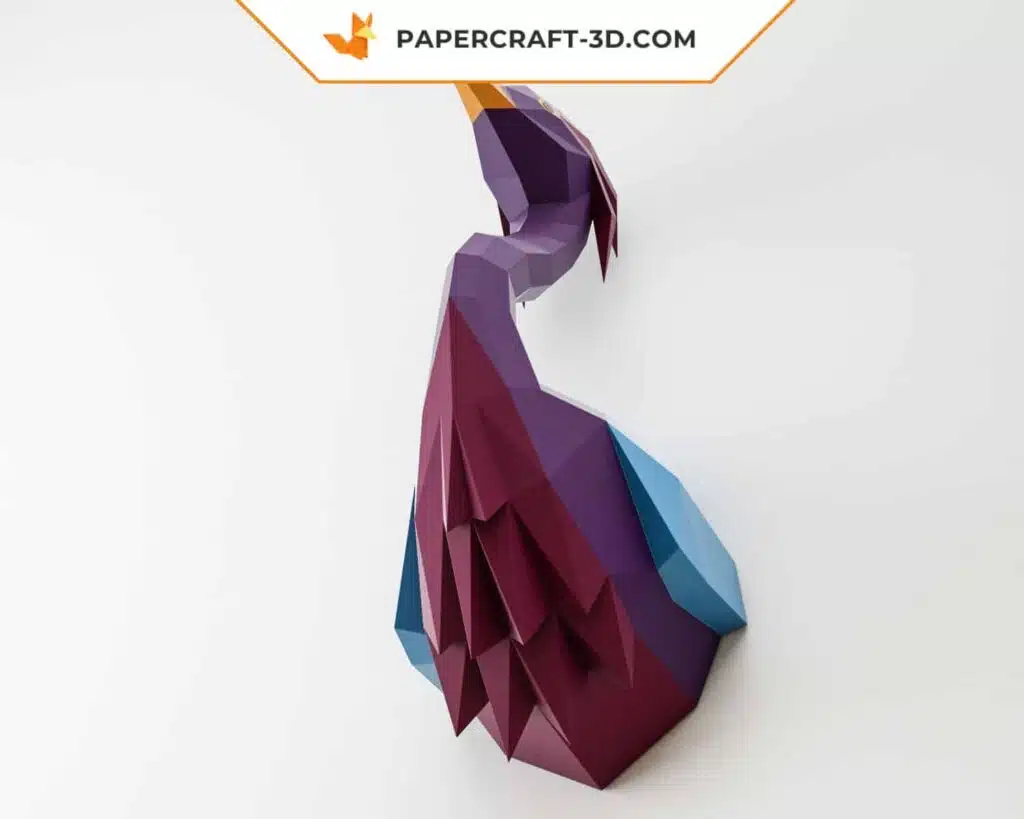 Papercraft d'héron bleu en origami 3D