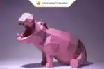 Sitzendes Nilpferd als 3D-Origami-Papercraft, Ansicht 5