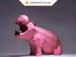 Sitzendes Nilpferd als 3D-Origami-Papercraft, Ansicht 2