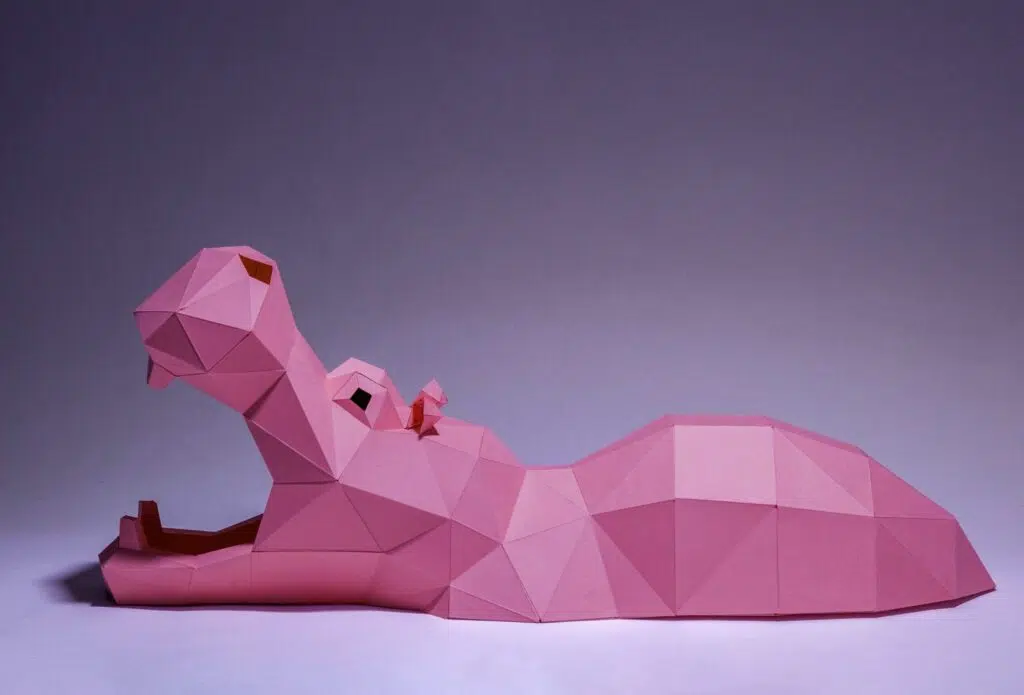 Papercraft Hippopotame origami en papier 3D à télécharger