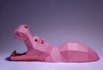 Papercraft di ippopotamo in origami 3D