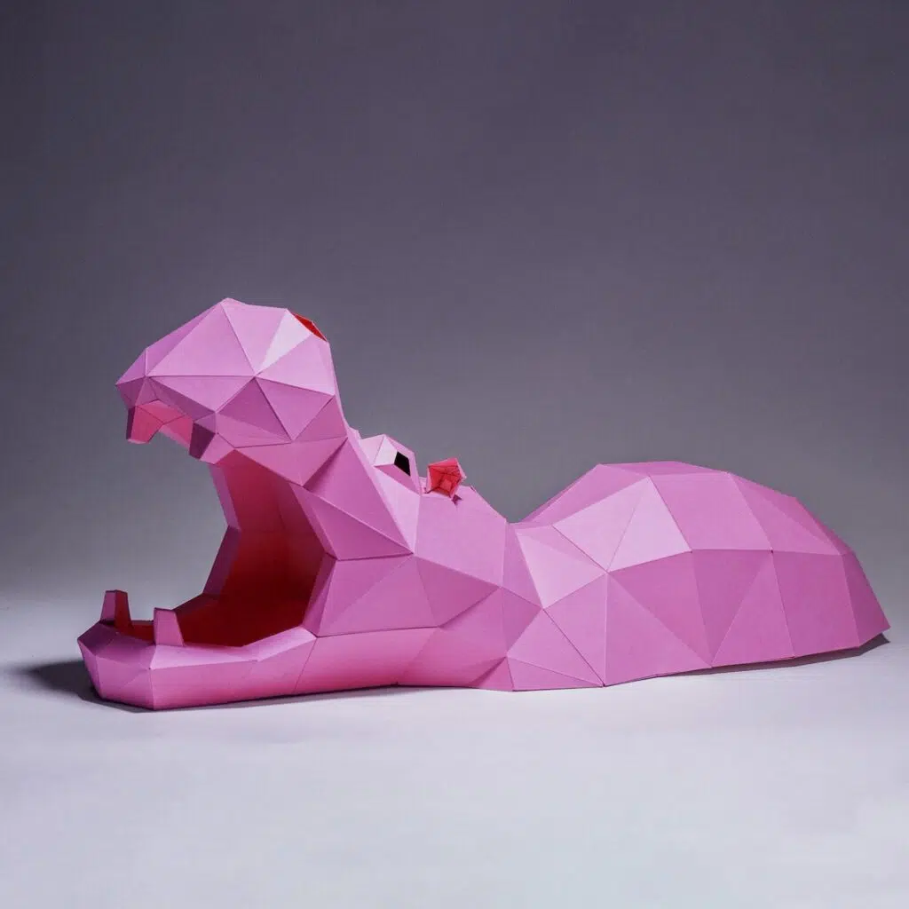 Papercraft ippopotamo origami in carta 3D da scaricare