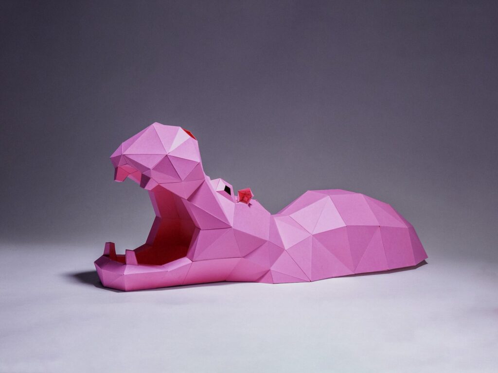 Papercraft ippopotamo origami in carta 3D da scaricare