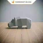 Papercraft Hippopotame origami papier 3D, weergave 3