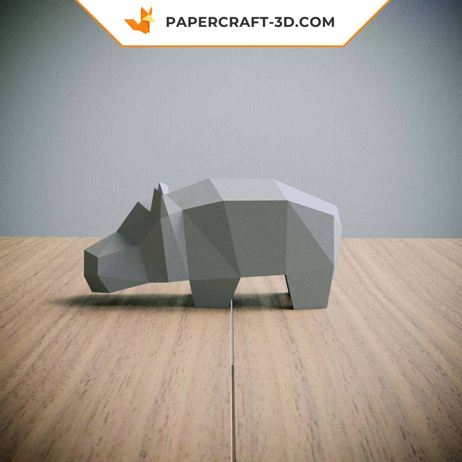 Papercraft of hippopotamus in 3D origami