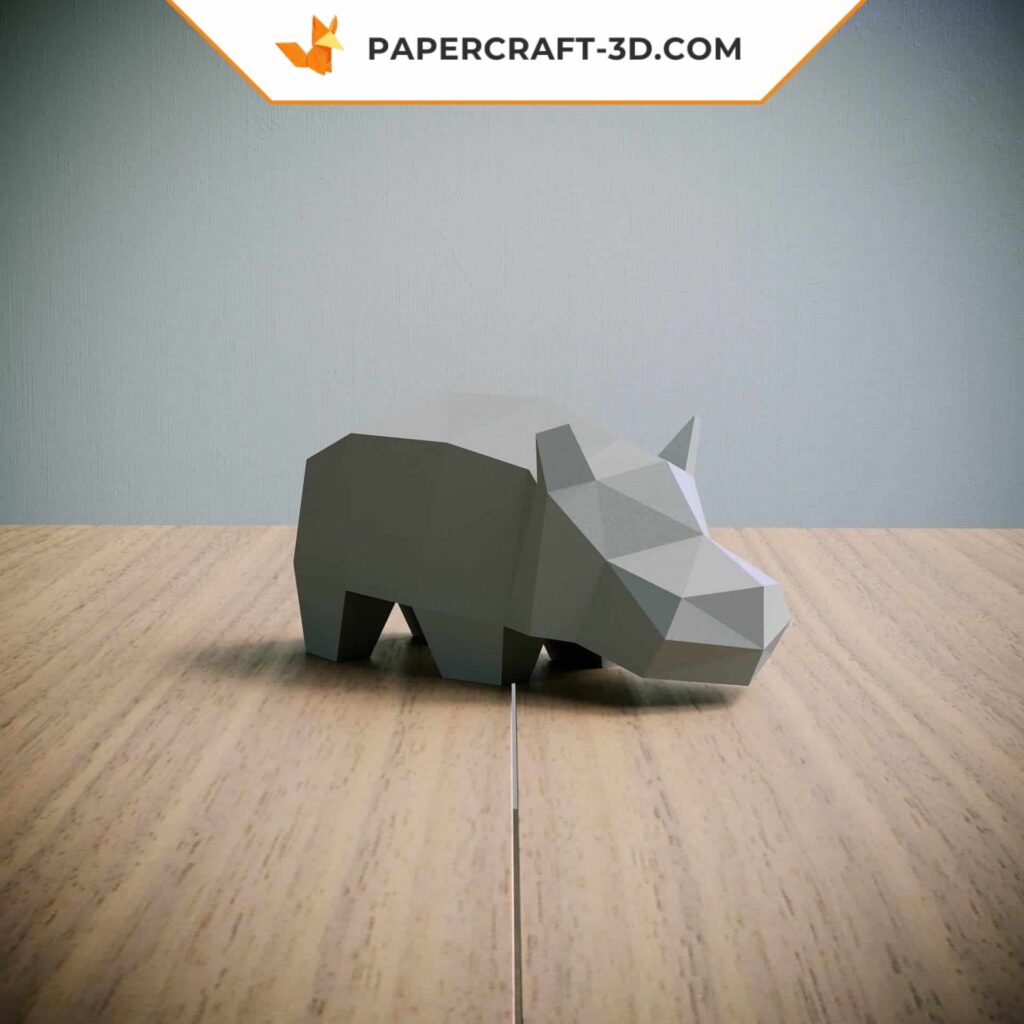 Papercraft Hipopótamo origami de papel 3D