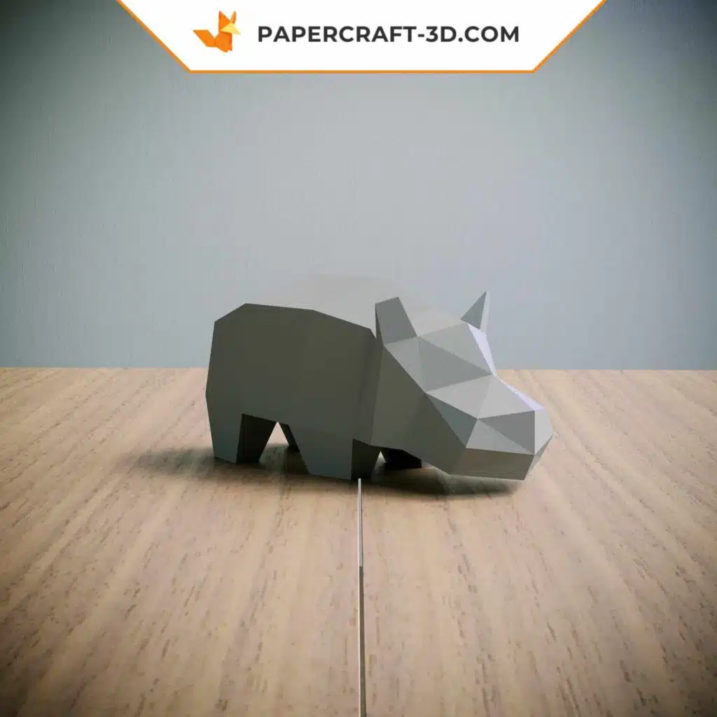 Papercraft ippopotamo origami 3D in carta
