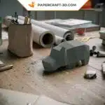 Papercraft Hippopotame origami papier 3D, weergave 7