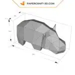 Papercraft Hippopotame origami papier 3D, weergave 9