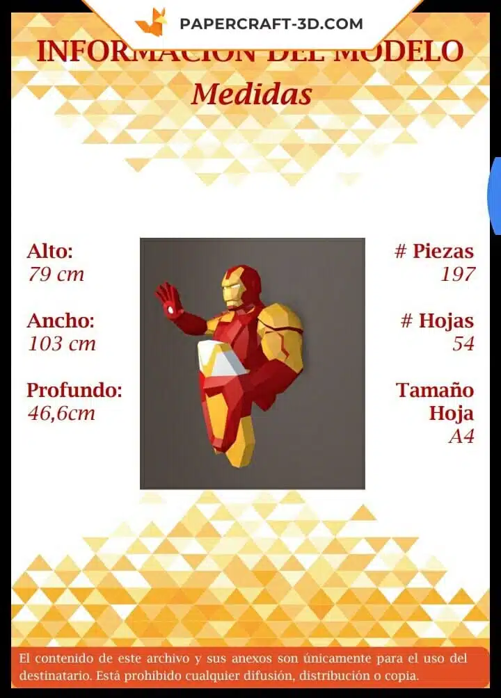 Papercraft IronMan en origami papier 3D : modèle DIY, weergave 5