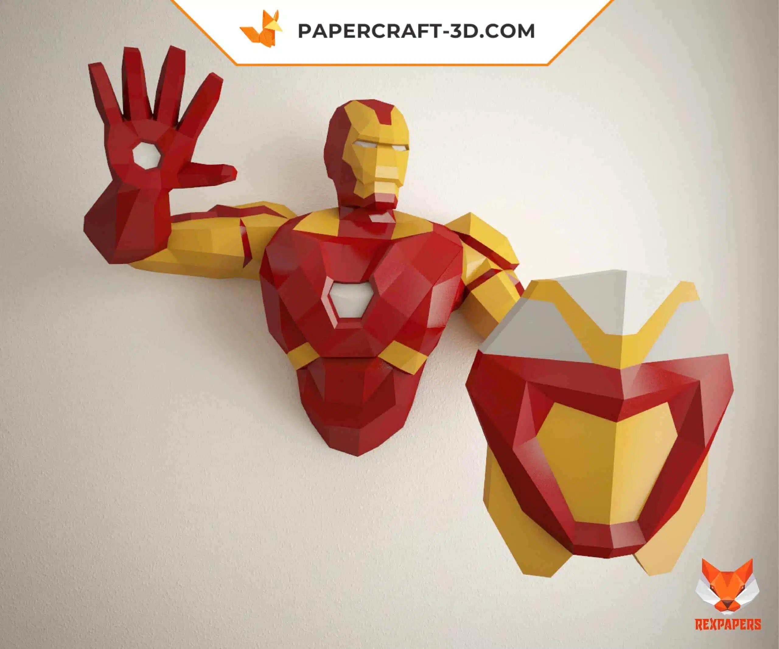Papercraft IronMan en origami papier 3D : modèle DIY, weergave 7