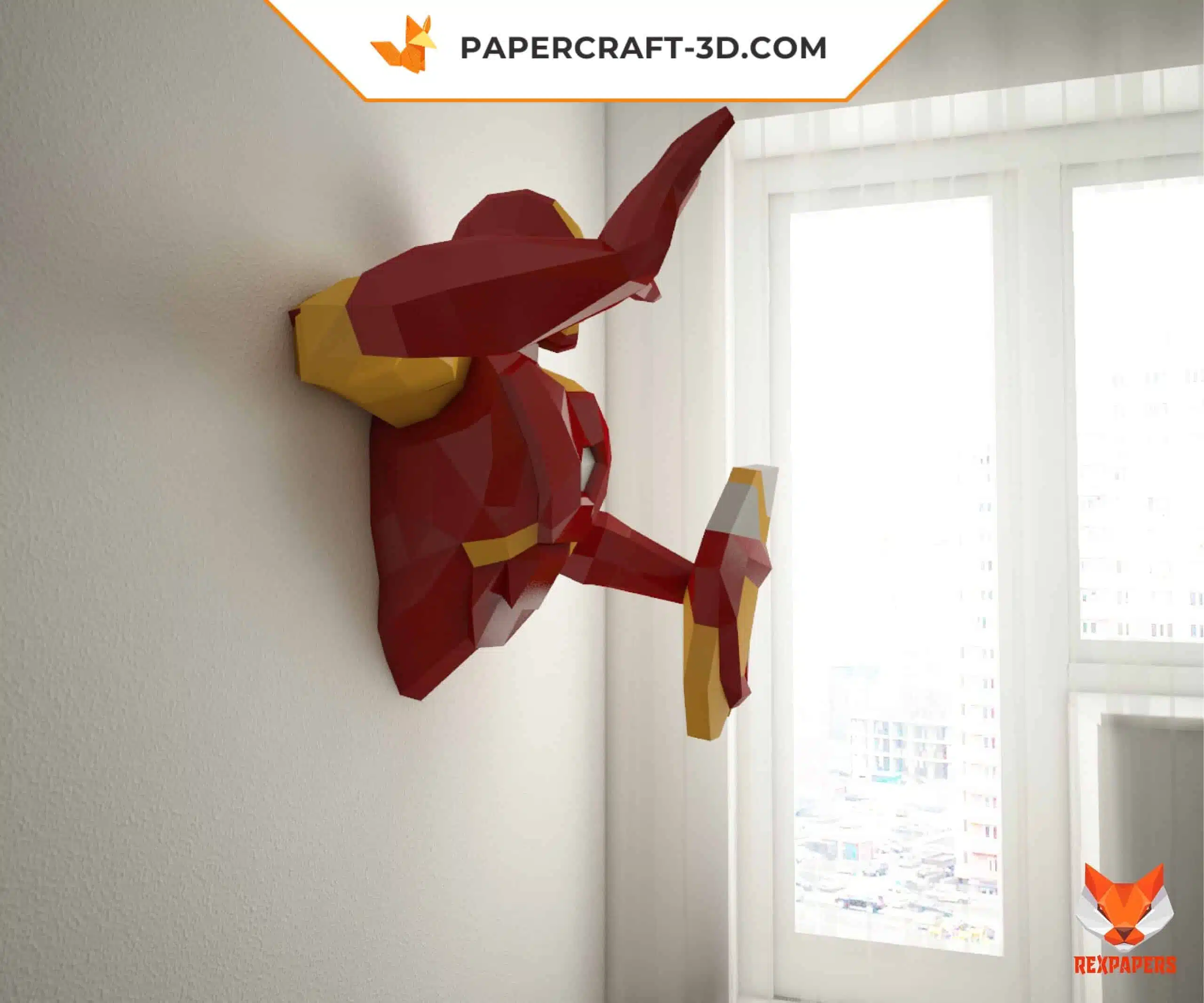 Papercraft IronMan en origami papier 3D : modèle DIY, weergave 8