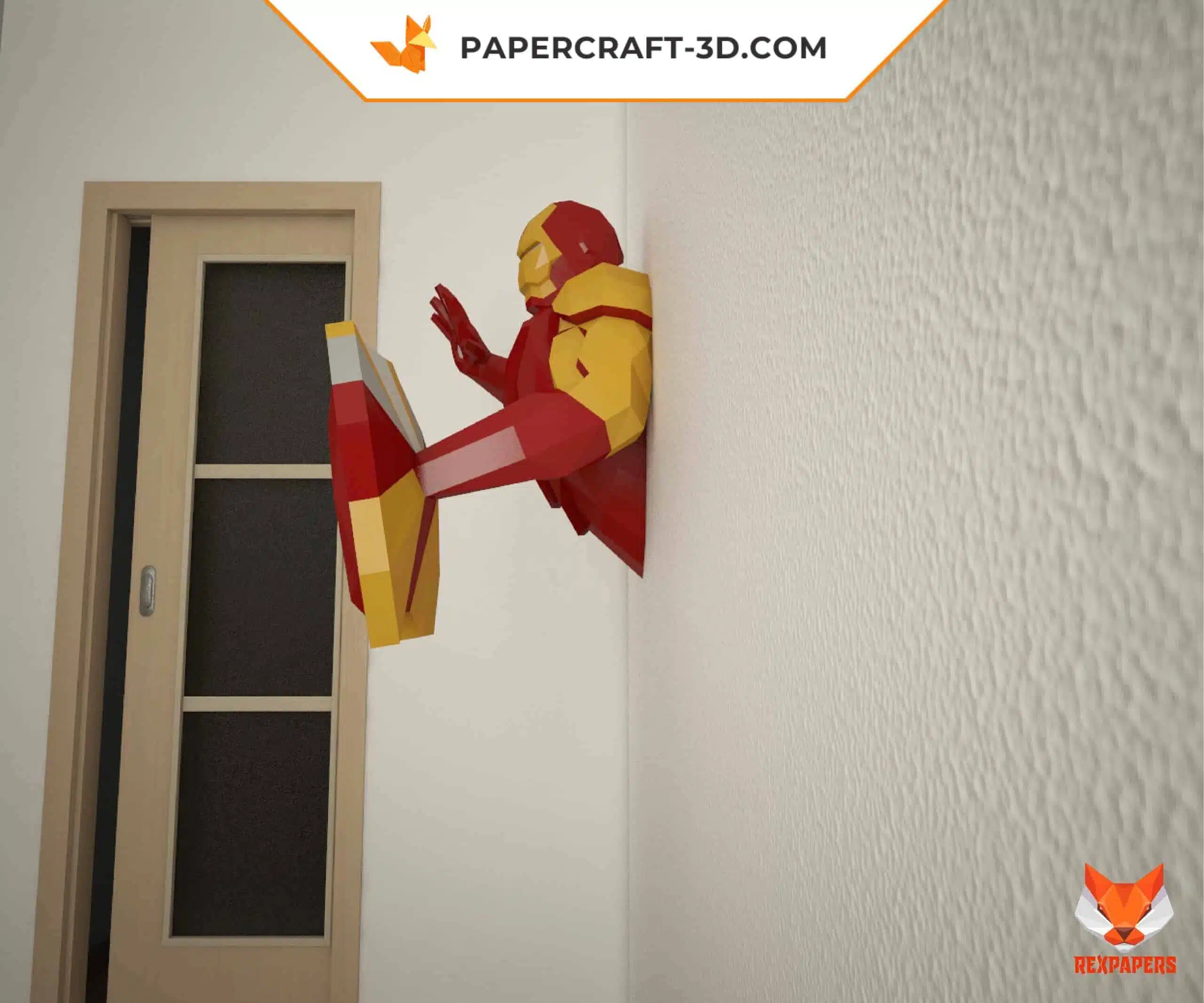 Papercraft IronMan en origami papier 3D : modèle DIY, weergave 9