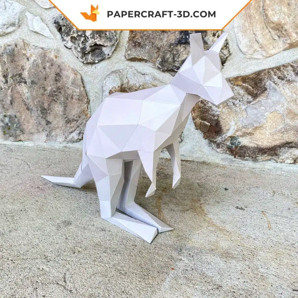 Papercraft de canguru em origami 3D