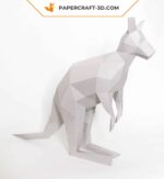 Papercraft de canguru em origami 3D