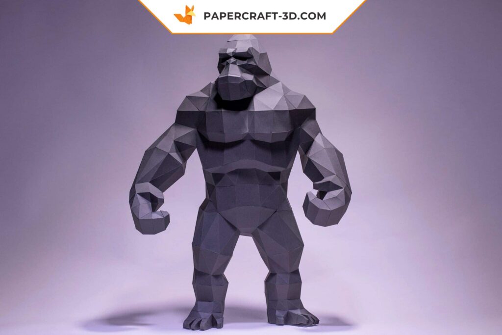 Papercraft König King Kong stehend als 3D-Origami