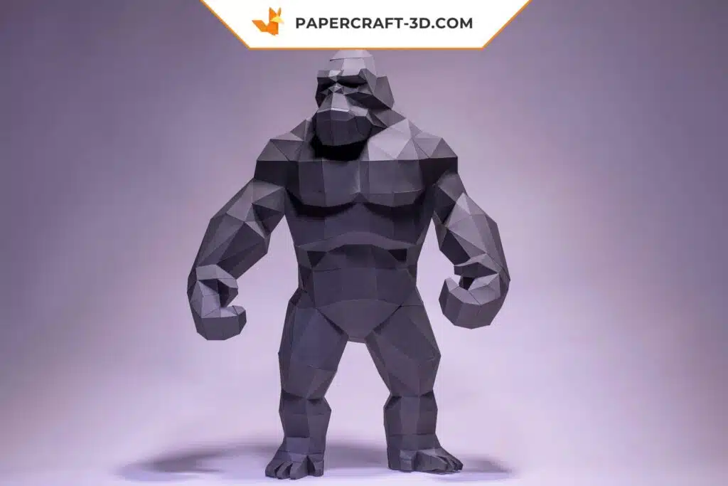 Papercraft do rei King Kong em pé em origami 3D