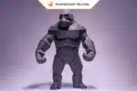 Papercraft do rei King Kong em pé em origami 3D
