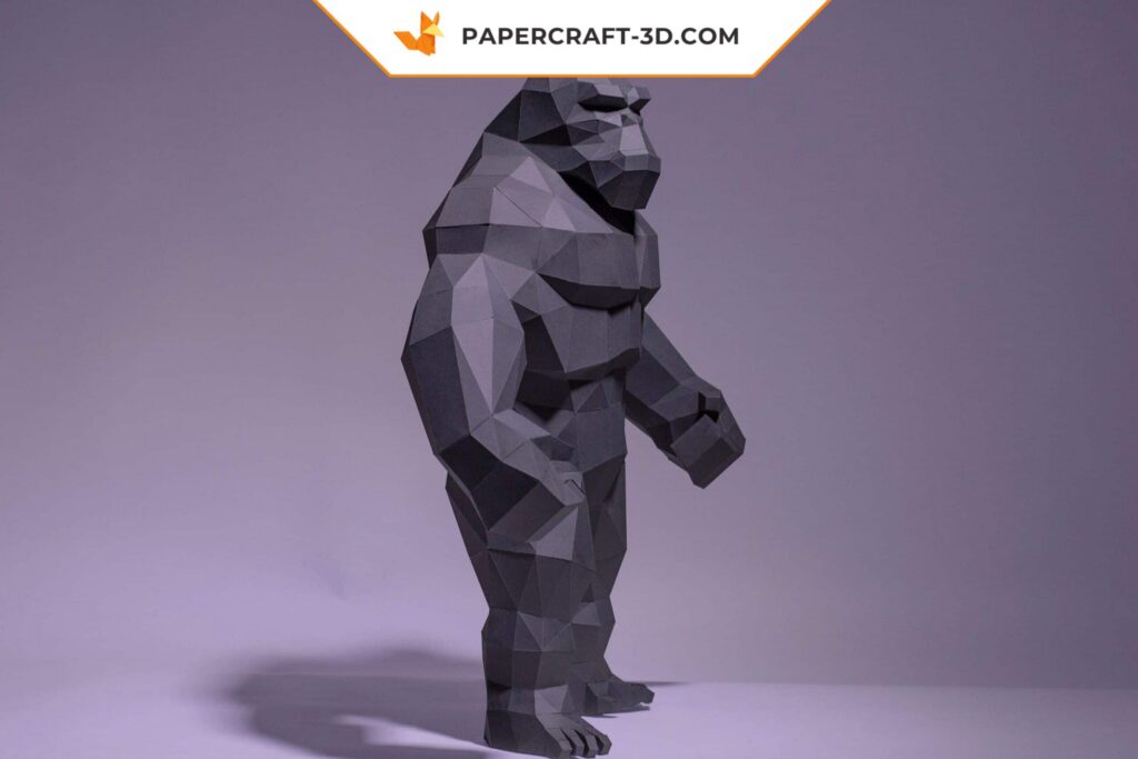 Papercraft König King Kong stehend als 3D-Origami