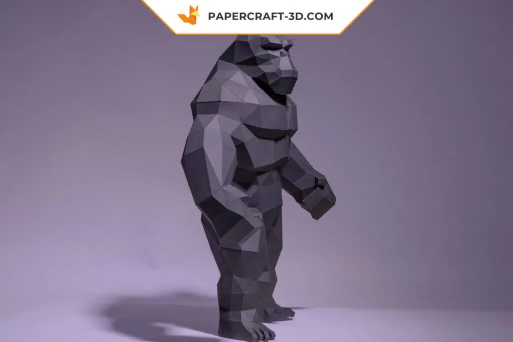 Papercraft do rei King Kong em pé em origami 3D