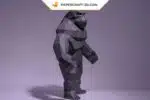 Papercraft do rei King Kong em pé em origami 3D