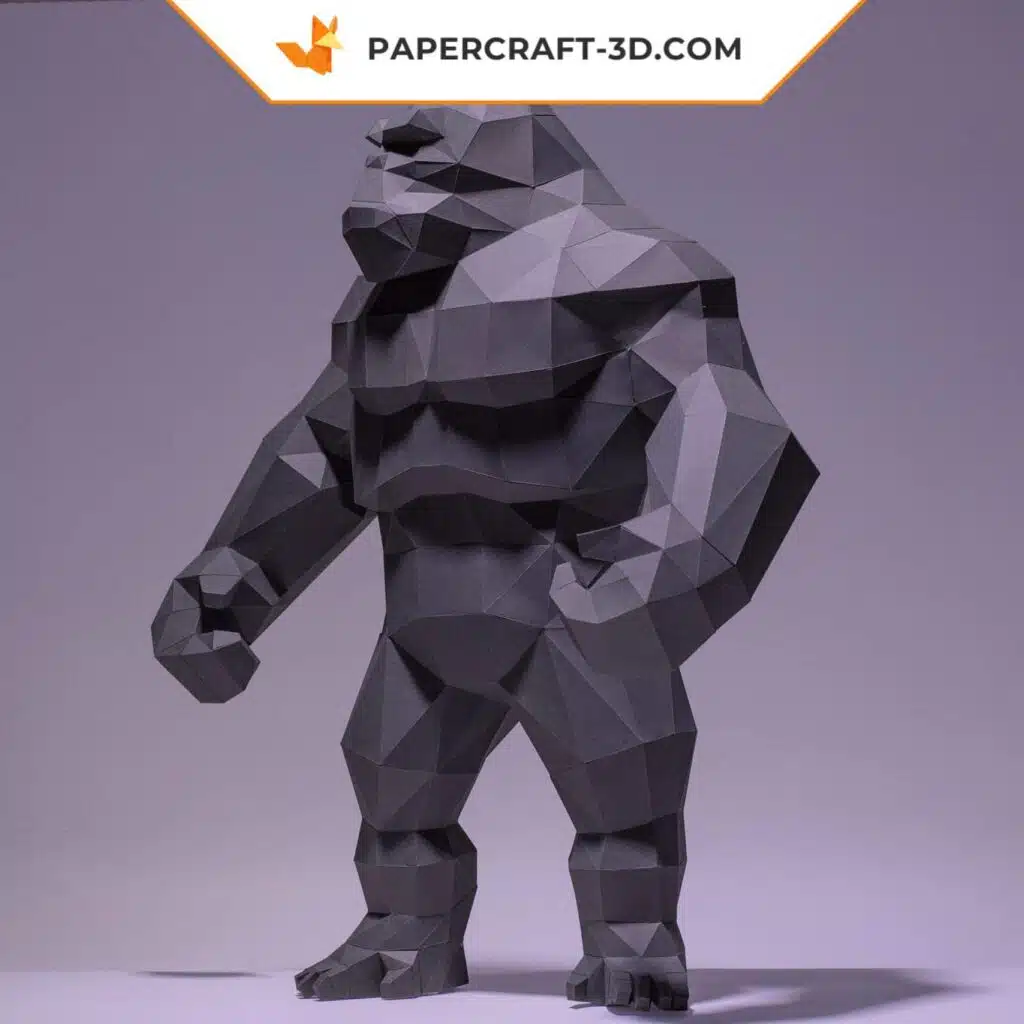 Papercraft König King Kong stehend als 3D-Origami