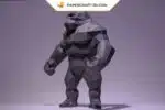 Papercraft do rei King Kong em pé em origami 3D