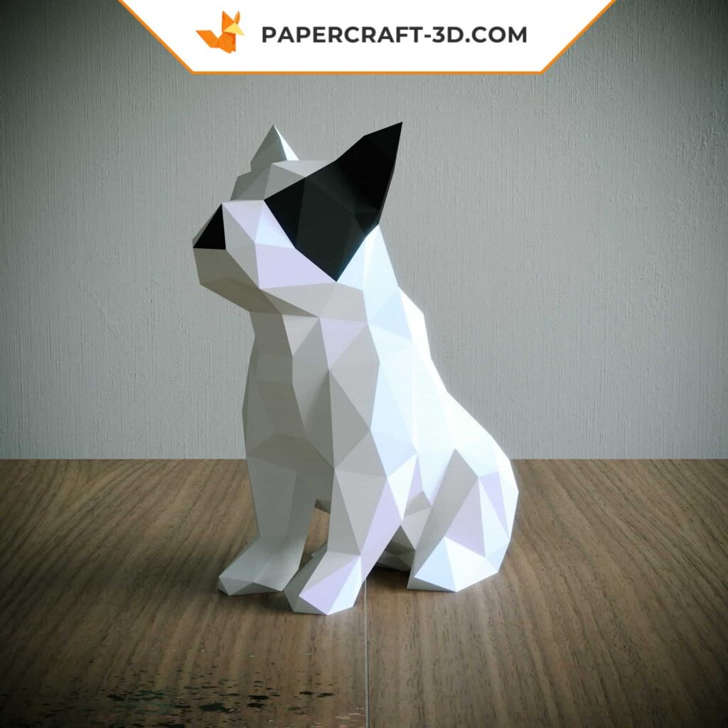 Papercraft buldogue francês em origami 3D