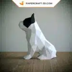 Papercraft kit bouledogue français origami papier 3D, weergave 2