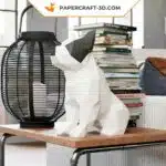 Papercraft kit bouledogue français origami papier 3D, weergave 4