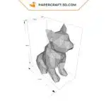 Papercraft kit bouledogue français origami papier 3D, weergave 7