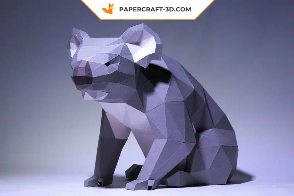Papercraft di koala in origami 3D, dettaglio