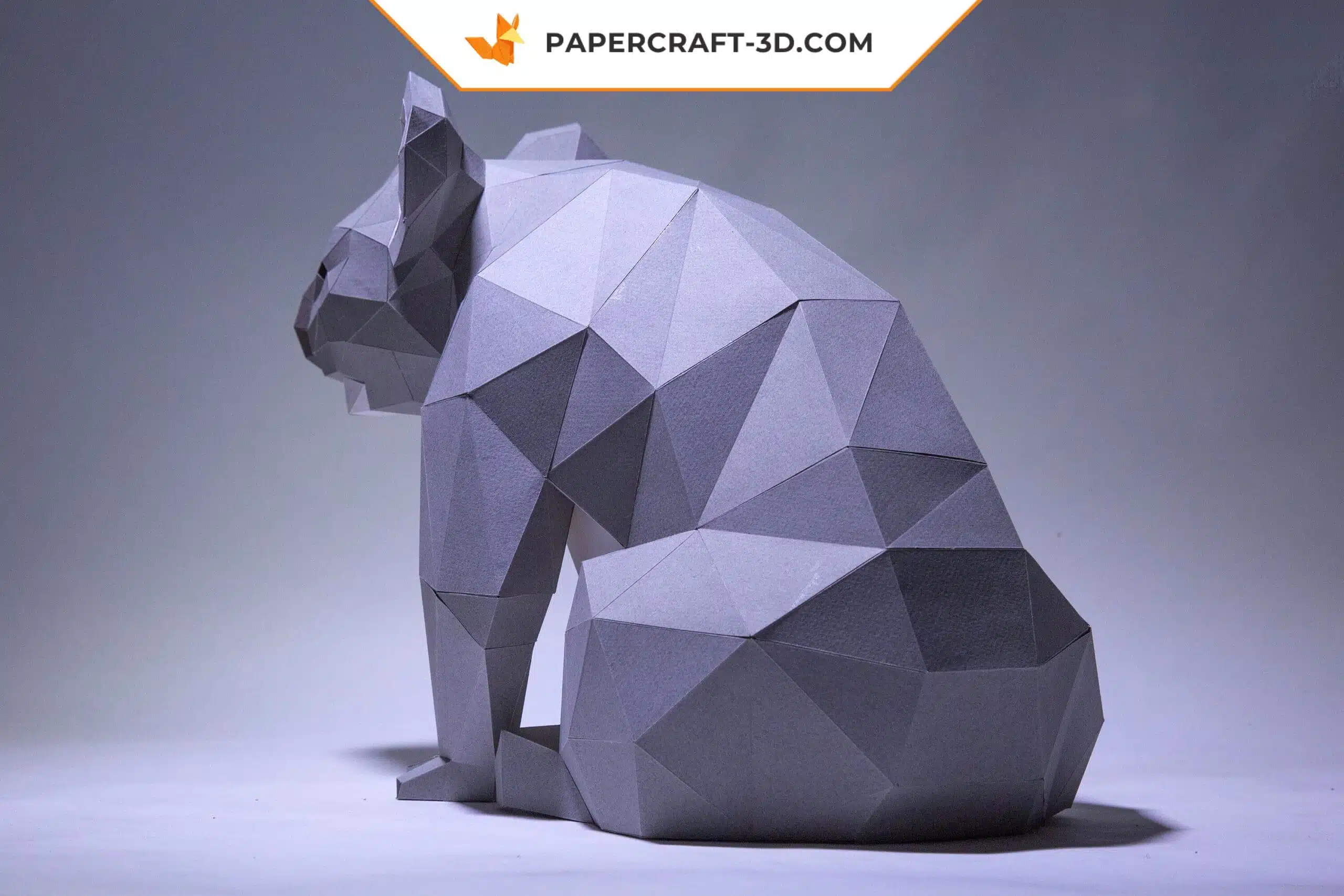 Papercraft di koala in origami 3D, vista posteriore