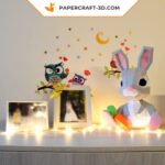 Papercraft rabbit in 3D origami