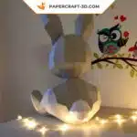 Papercraft Lapin 3D origami papier modèle décoration Pâques DIY, weergave 4