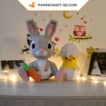 Papercraft rabbit in 3D origami