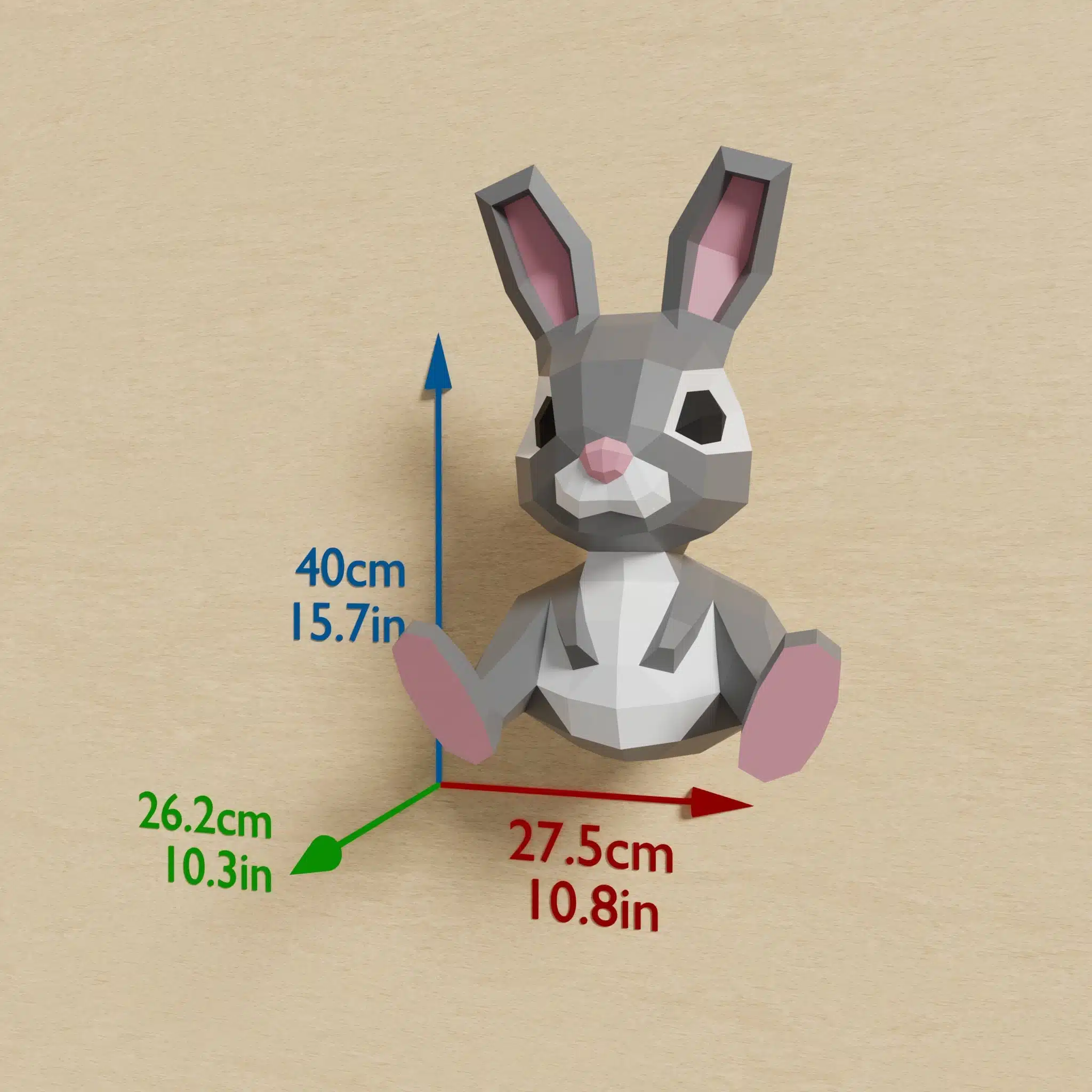 Papercraft Lapin 3D origami papier modèle décoration Pâques DIY, weergave 8