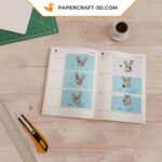 Papercraft rabbit in 3D origami