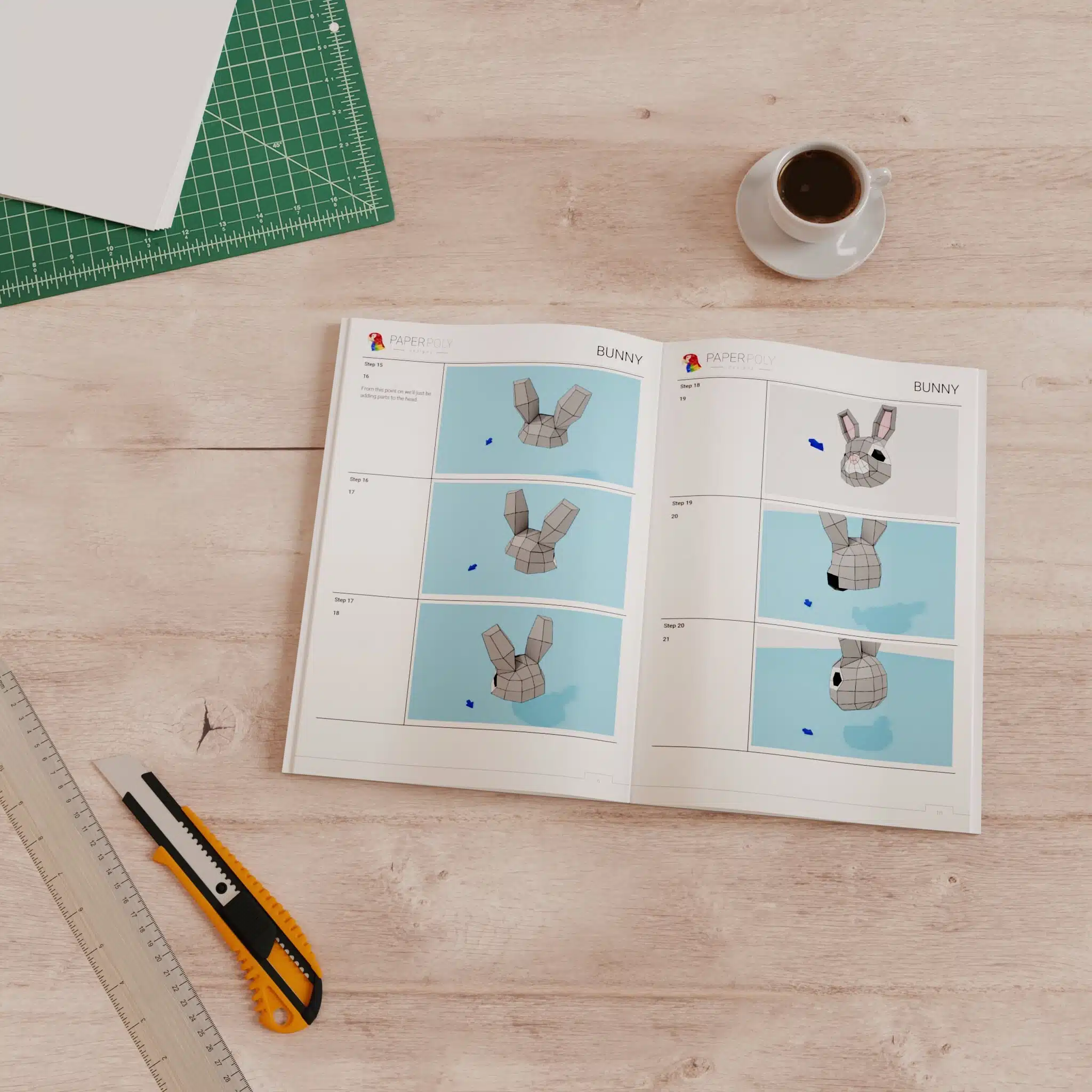 Papercraft Lapin 3D origami papier modèle décoration Pâques DIY, weergave 9