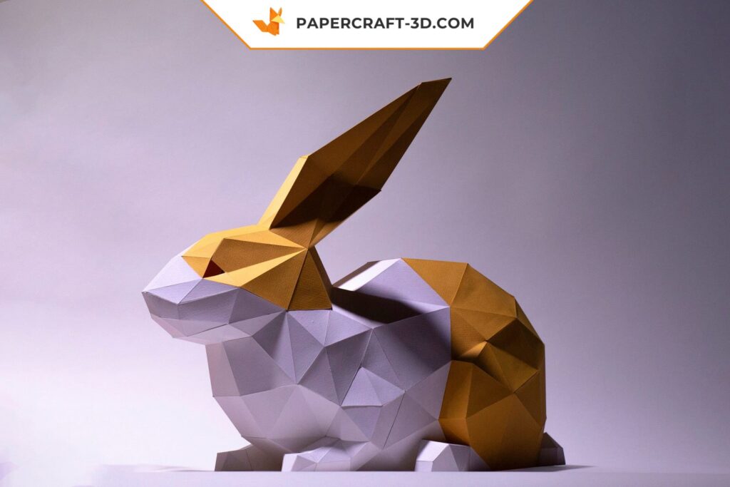 3D Origami Papercraft Lying Rabbit