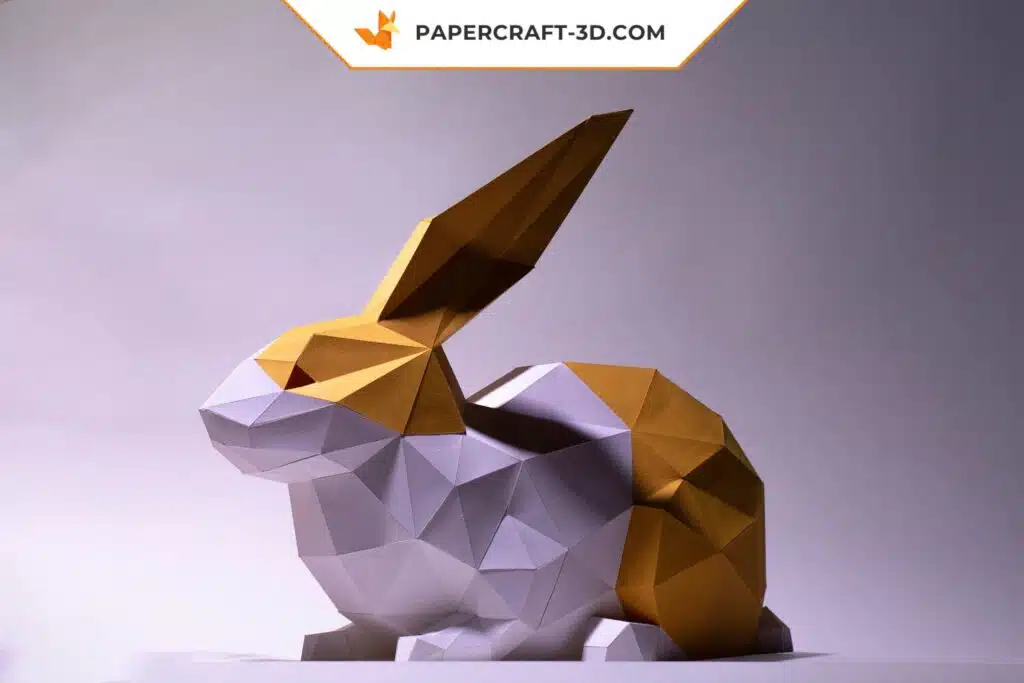 Papercraft Lapin Assis origami papier 3D, weergave 2