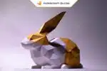 Papercraft Lapin Assis origami papier 3D, weergave 2