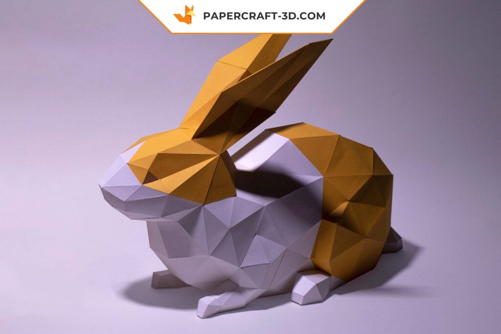 3D Origami Papercraft Lying Rabbit