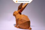 Papercraft de lapin assis en origami 3D