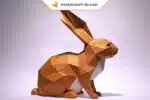 Papercraft lapin assis origami papier 3D modèle numérique PDF DIY, weergave 3