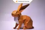 Papercraft lapin assis origami papier 3D modèle numérique PDF DIY