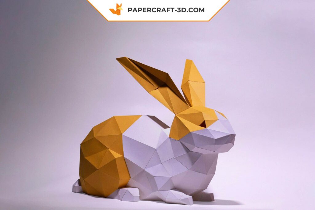 3D Origami Papercraft Lying Rabbit